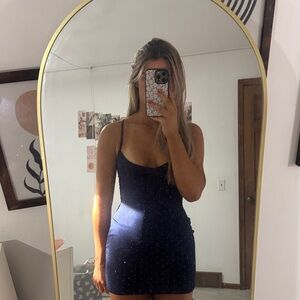 Princess Polly Navy Midnight Sparkle Mini Dress